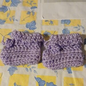 Handmade Purple Crochet Baby Booties